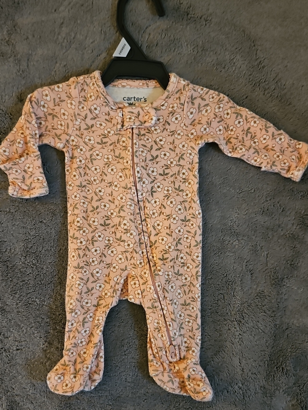 Carter's Pink Floral Footed Baby One-Piece